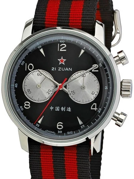 Seagull 1963 Hand Wind Mechanical Chronograph with Black Dial #6488-2901B kol saati