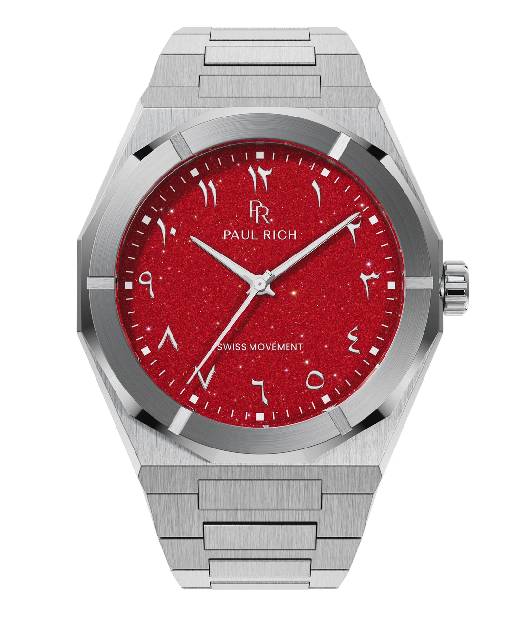 Paul Rich Star Dust II PR88IIArabic - Silver Red 43 mm kol saati