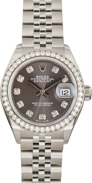 Rolex Datejust 28 Ref 279384 Dark Grey Diamond Dial 279384RBR kol saati