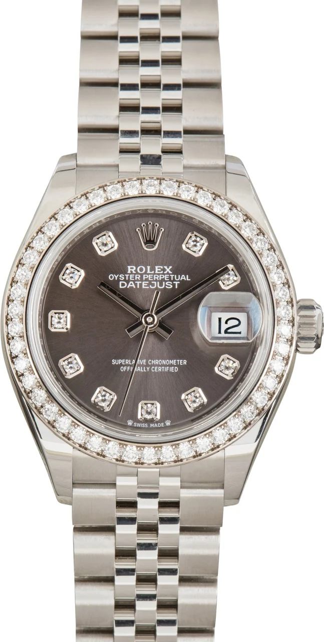 Rolex Datejust 28 Ref 279384 Dark Grey Diamond Dial 279384RBR 26 mm kol saati