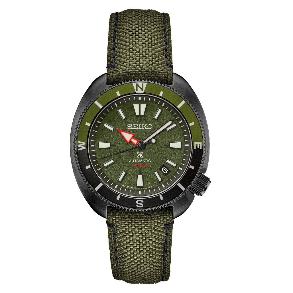 Seiko Prospex Land US Special Edition Tortoise Watch with Black Case and Green Dial #SRPJ31 kol saati