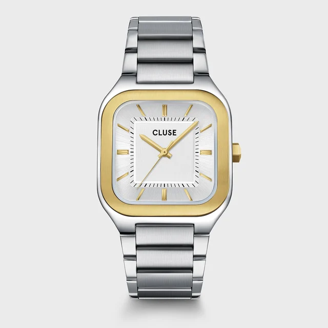 CLUSE Quadrus Watch Steel, Silver, Two-Tone CW25704 kol saati