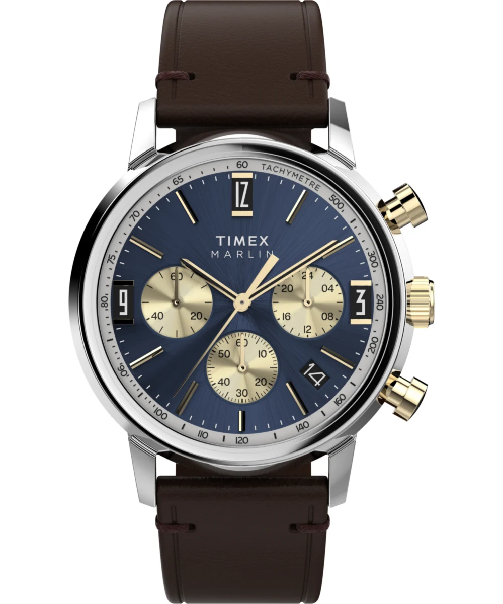Timex Marlin® Chronograph Tachymeter 40mm Leather Strap Watch TW2W60400 40 mm kol saati