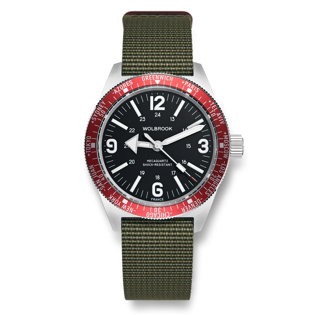 Wolbrook 22-SWM-006-NYL-GRN 48 mm kol saati