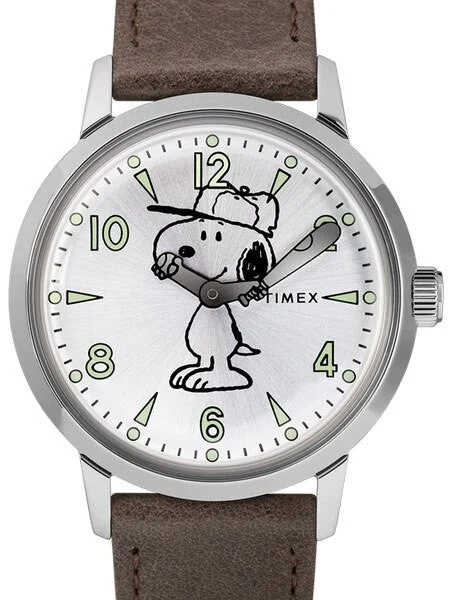 Timex Welton Quartz Watch with Snoopy Baseball Themed Dial #TW2R94900VQ kol saati