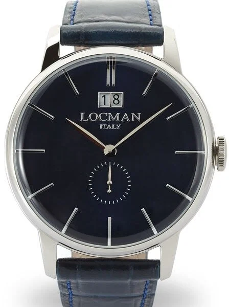 Locman Collection Big Date Quartz Dress Watch with 41mm Case #0252V02-00BLNKPB 41 mm kol saati