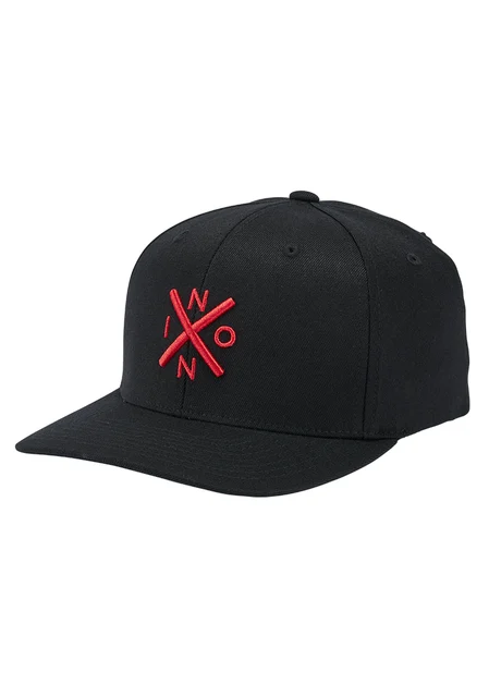 Nixon US Exchange Flexfit Hat - Black / Red C2875-008-22 kol saati