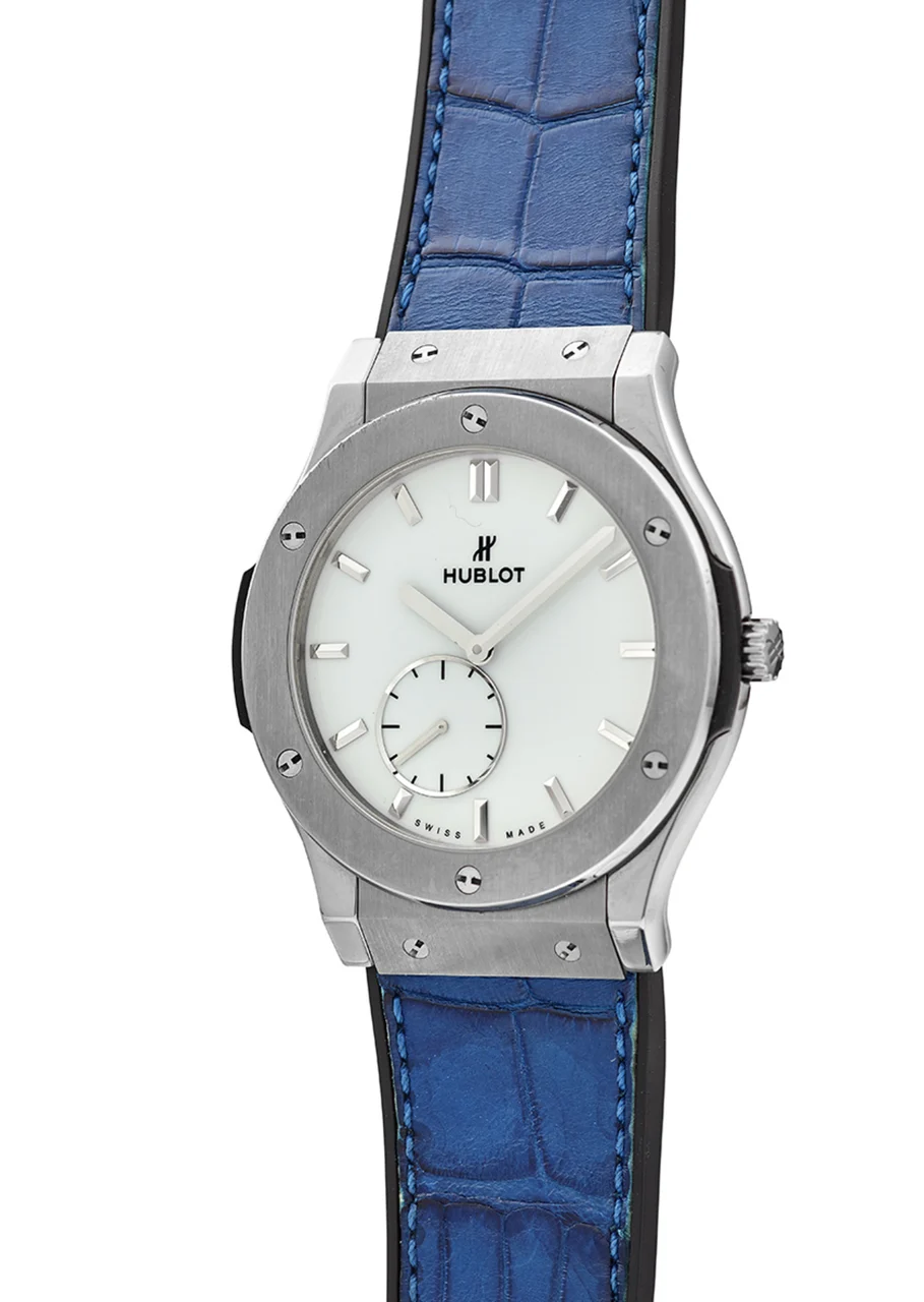 Hublot HUBLOT REF. 515.NX.2210.LR, CLASSIC FUSION ULTRA THIN TITANIUM, ORIGINAL SET WITH OPEN WARRANTY 45 mm kol saati