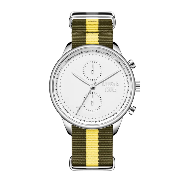 Talley & Twine Watch Company M-wht-brwngld-canvas kol saati