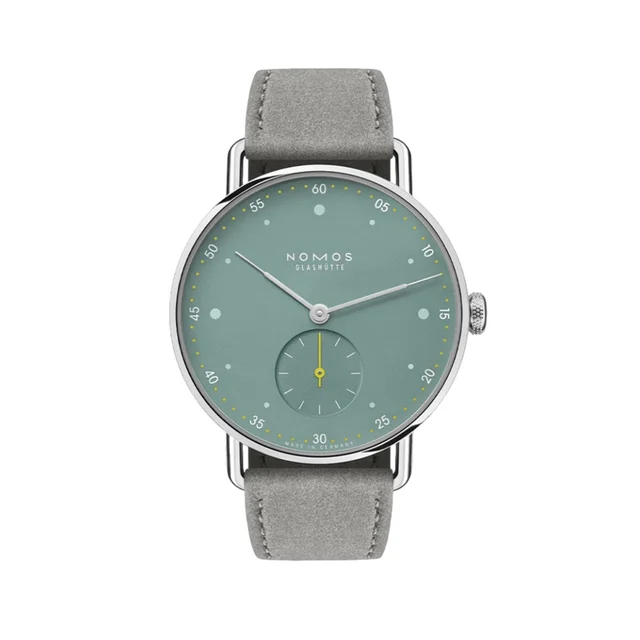 NOMOS Glashütte Metro Sapphire Back 33m - Sage Green on Strap 1124 kol saati