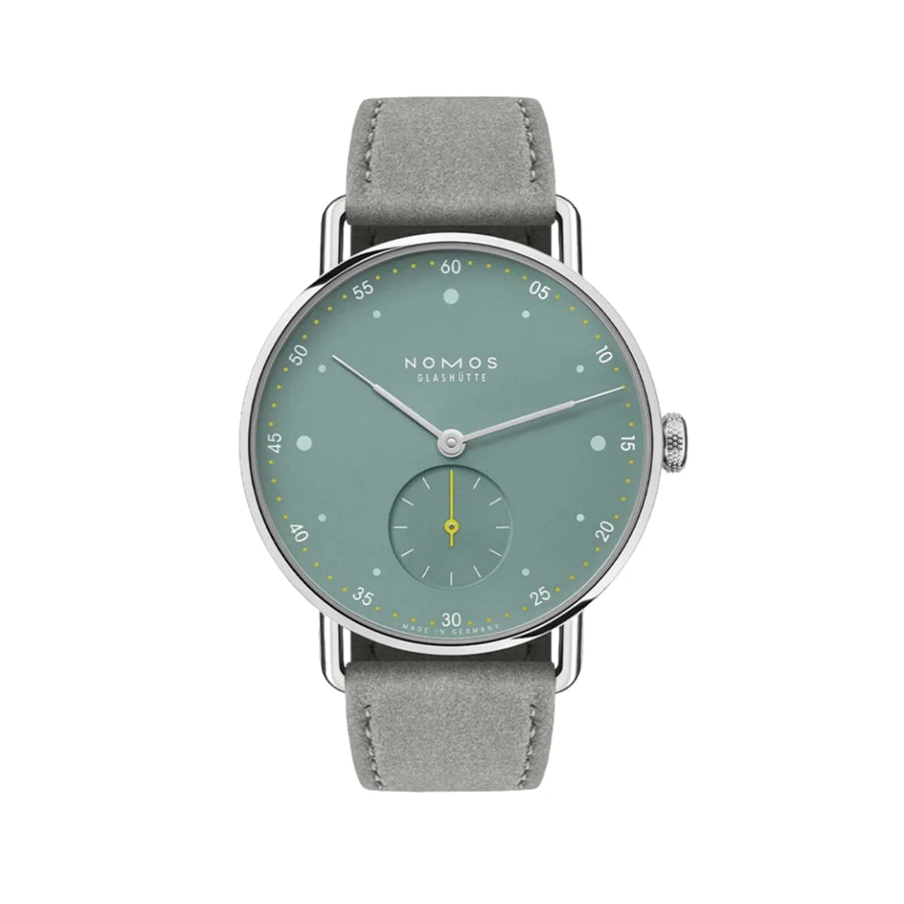 NOMOS Glashütte Metro Sapphire Back 33m - Sage Green on Strap 1124 kol saati