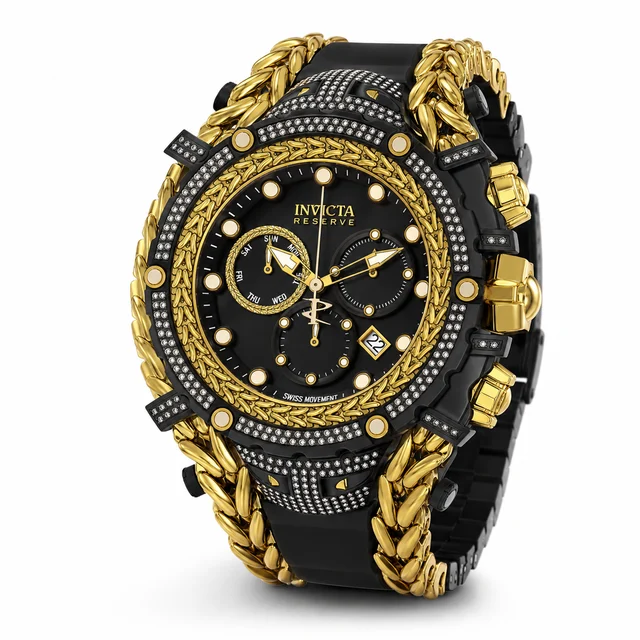 Invicta Gladiator 1.75 Carat Diamond Swiss Ronda Z60 Caliber Watch - 58mm. Black. Gold (50