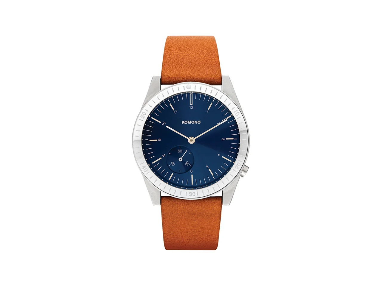 Komono Ray Legacy Leather Silver Blue Cognac KOM-W4413 kol saati
