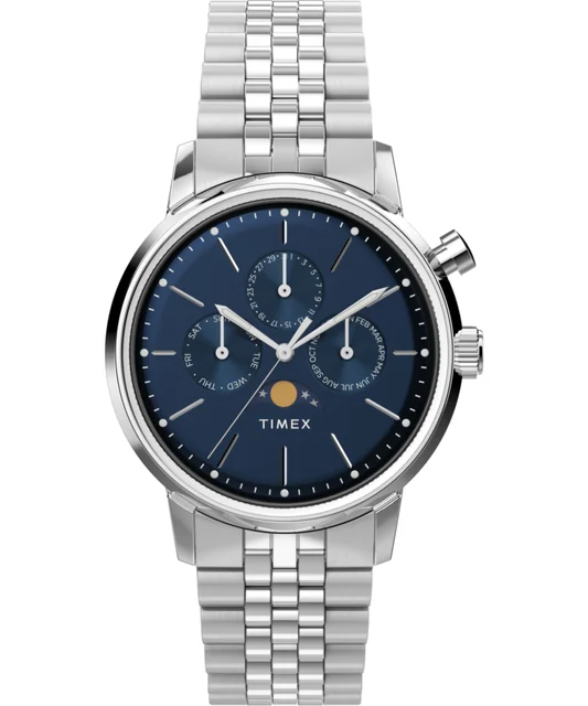 Timex Marlin® Moon Phase 40mm Stainless Steel Bracelet Watch TW2W51300 kol saati
