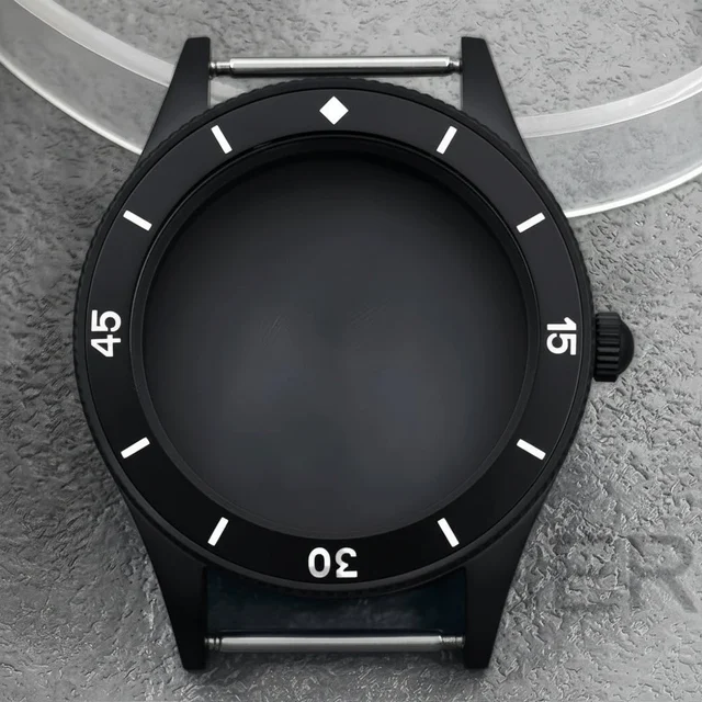 Tandorio PVD black Fifty Fathom Watch Case matte sandblasted Ceramic Bezel NH35 34 36 38 e