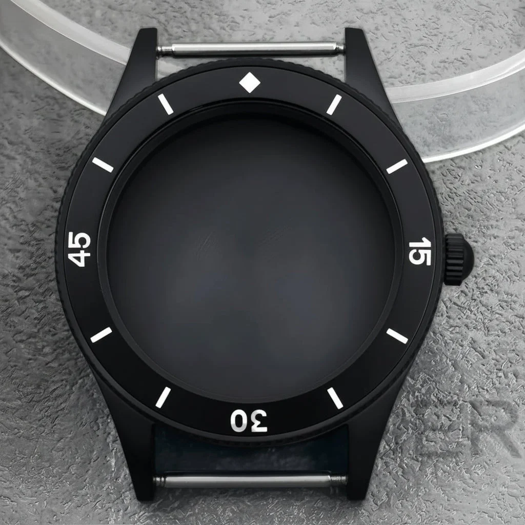 Tandorio PVD black Fifty Fathom Watch Case matte sandblasted Ceramic Bezel NH35 34 36 38 etc PT5000 ETA 2824 Miyota8215 movement 10Bar Sapphire 6077735497007 40 mm kol saati
