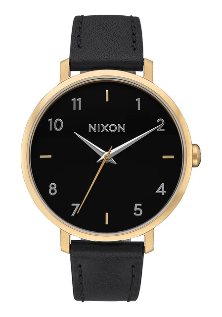 Nixon US Arrow Leather - Gold / Black A1091-513-00 kol saati