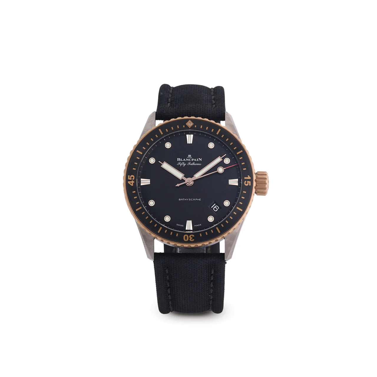 Blancpain BLANCPAIN, REF. 5000 12530, FIFTY FATHOMS, BATHYSCAPHE, CORTINA, WATCH 50TH ANNIVERSARY, LIMITED EDITION OF 50 PIECES, TITANIUM AND PINK GOLD kol saati