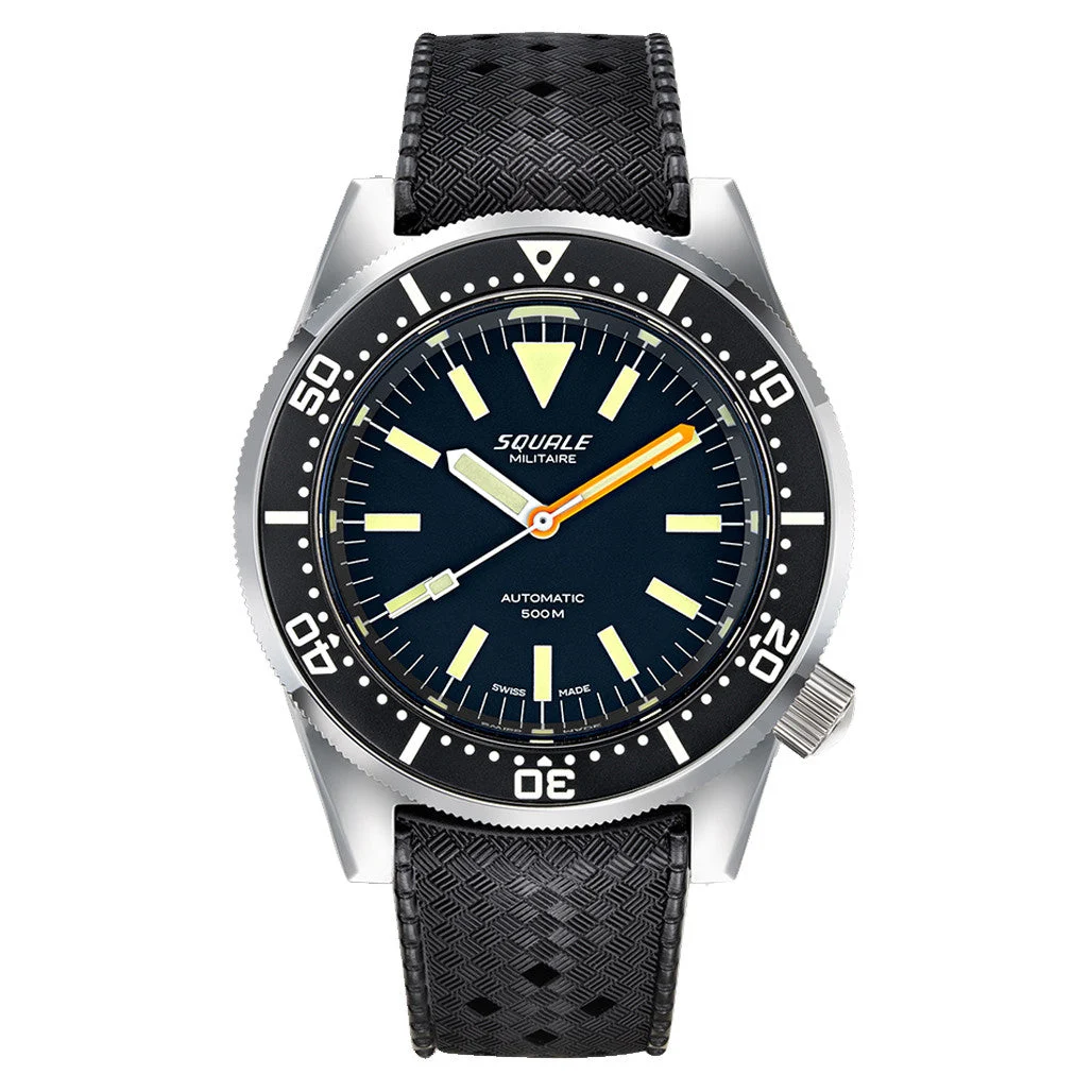 Squale Militaire 500 Meter Swiss Automatic Dive Watch with Polished Finish Case #1521-026-MIL-P 42 mm kol saati