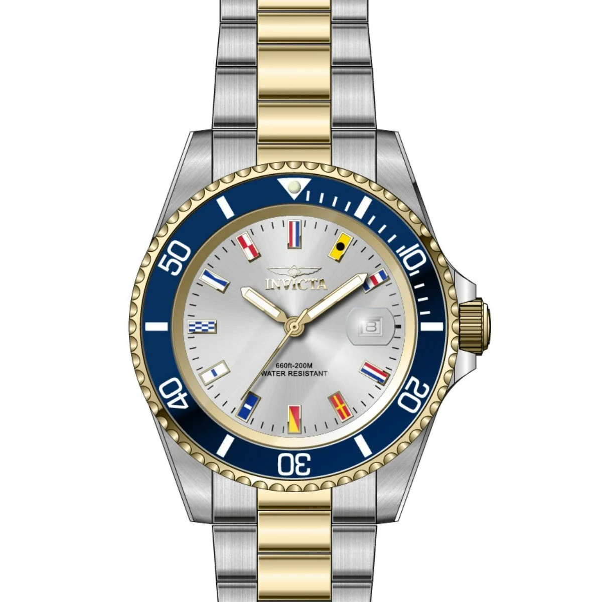 Invicta Pro Diver Quartz 3 Hand Silver Dial Watch (ZG-49887) kol saati