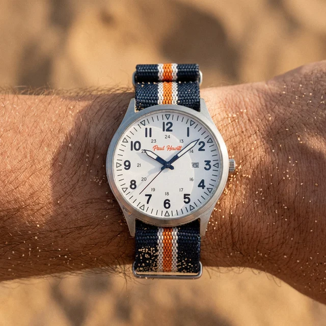 Default Captain's Field Watch Blau Weiß Orange PH-W-2126 kol saati