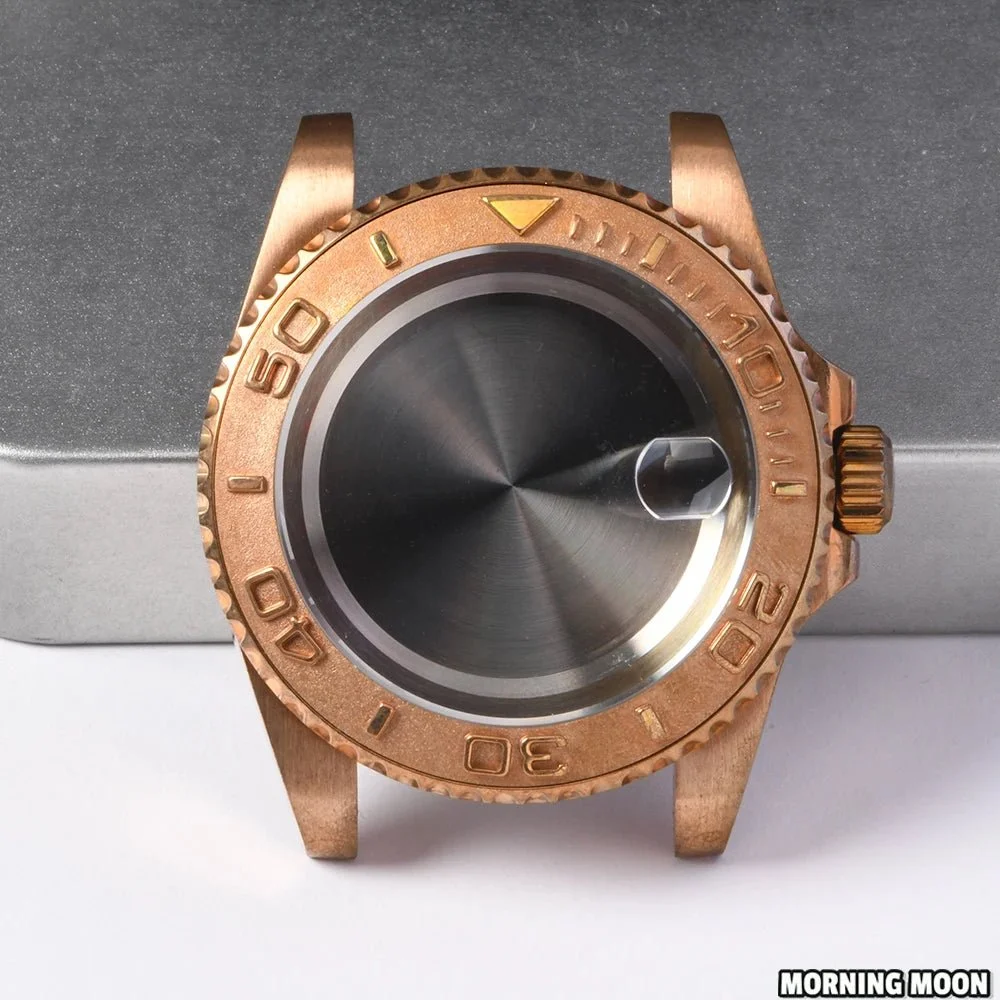 Tandorio High QUALITY Real Bronze Case Copper Water Ghost Case 28.5mm Dial Sapphire Mirror Suitable for NH35/36 Movement 14:29#No carving 40 mm kol saati