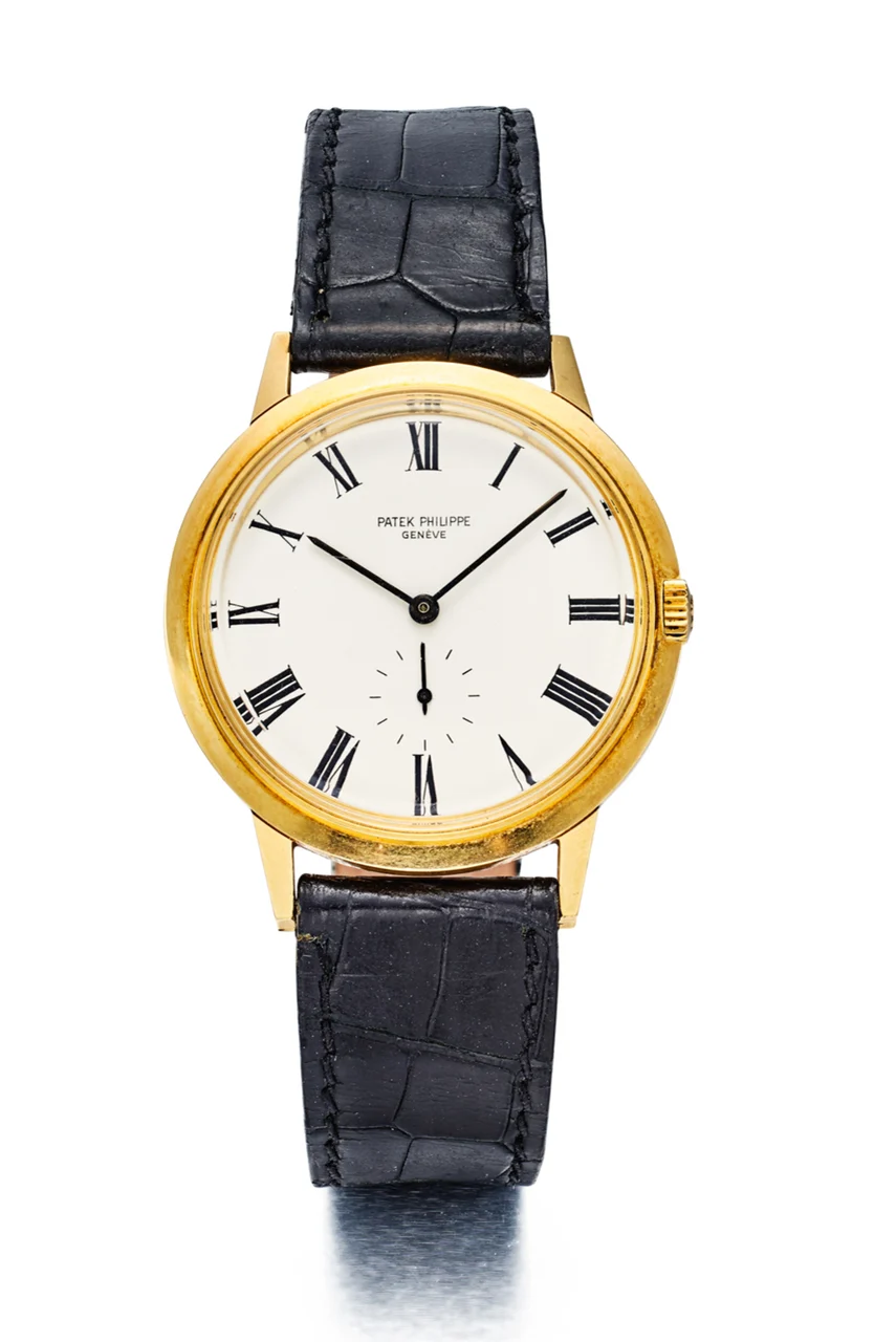 Patek Philippe PATEK PHILIPPE REF. 3542, LARGE SELF-WINDING, SILVER MAT DIAL WITH ROMAN NUMERALS; 18K YELLOW GOLD kol saati