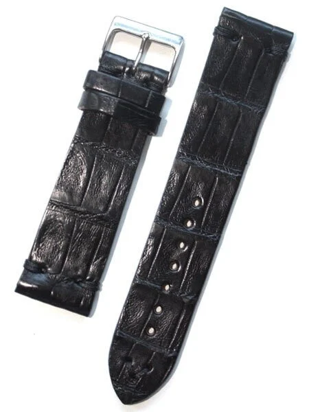 Toscana Handmade Italian Vintage Style Black Center Cut Crocodile, Tacking-Stitching #GR-VIN01 GR-VIN01-0001 kol saati