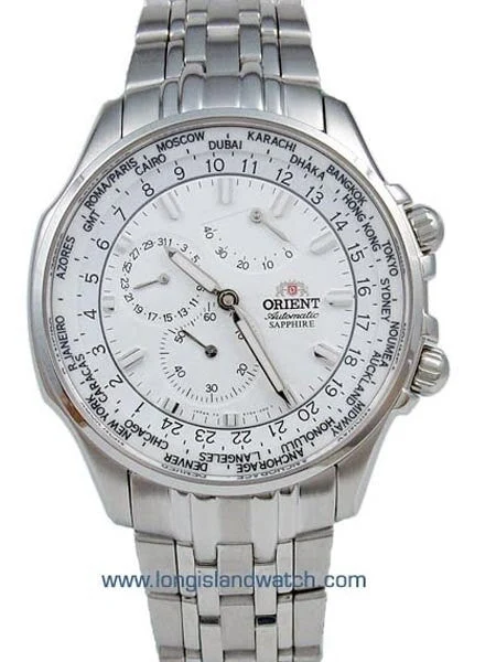 Orient Sightseer 23-Jewel Automatic White World Time Watch with Sapphire Crystal #CEY04001W kol saati