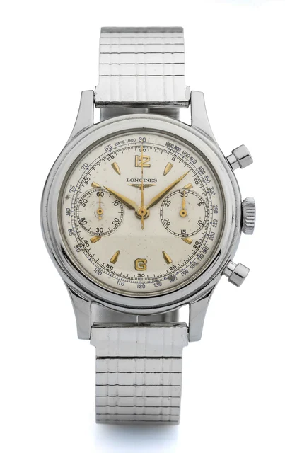 Longines LONGINES, REF. 6075, 30CH CHRONOGRAPH A fine and rare, manual wind, stainless ste