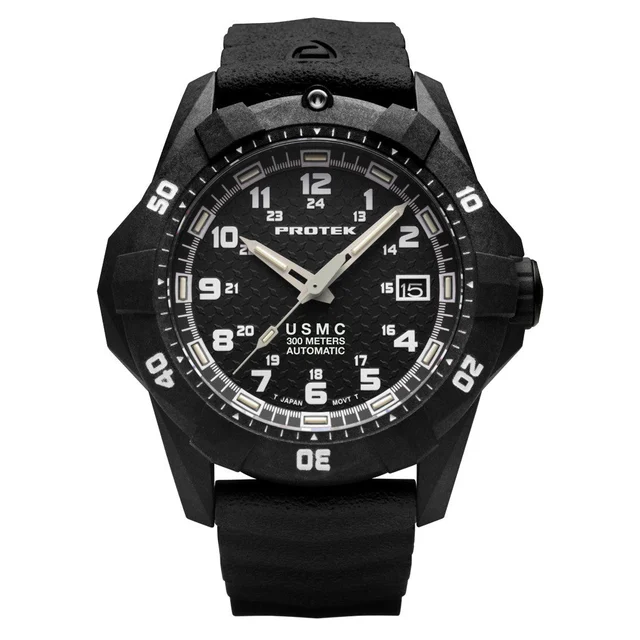 Protek USMC Automatic Tritium Dive Watch with Black Dial #PT1211 kol saati