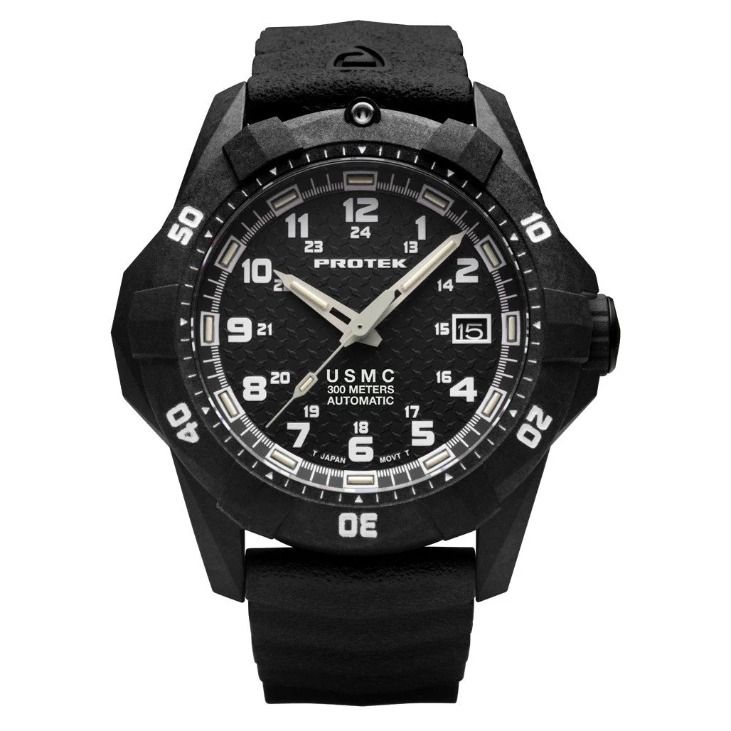 Protek USMC Automatic Tritium Dive Watch with Black Dial #PT1211 kol saati