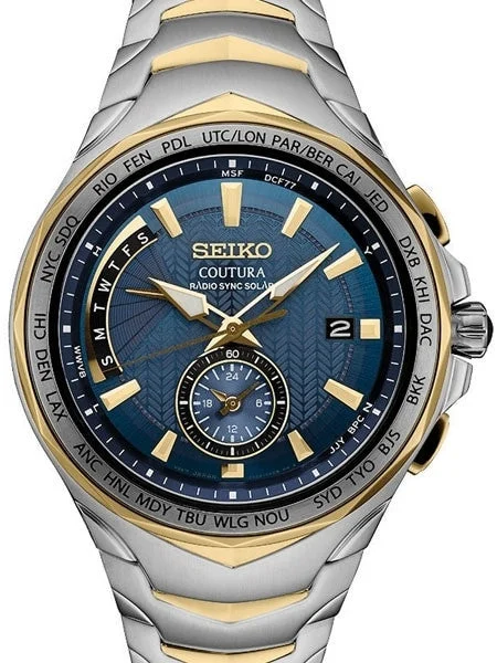 Seiko Coutura Radio Sync, Solar Powered, Dual Time, World Time Watch #SSG020 kol saati