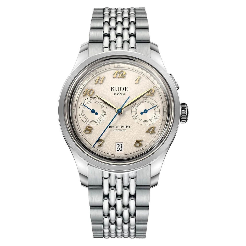 Kuoe Royal Smith 90-0010 Grainy Ivory Dial Watch #RS90010-IV-GRAINY-BOR-EX kol saati