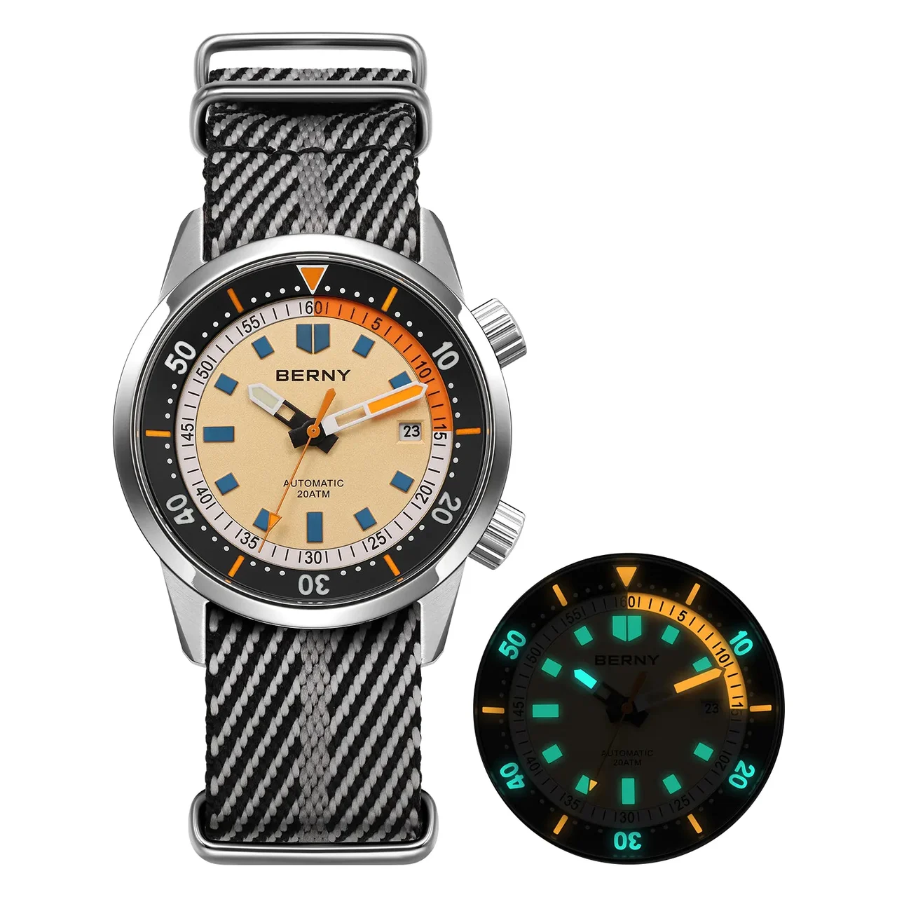 BERNY Men Automatic Compressor-style Diver Watch V4-AM439MNY AM439MNY-YE kol saati