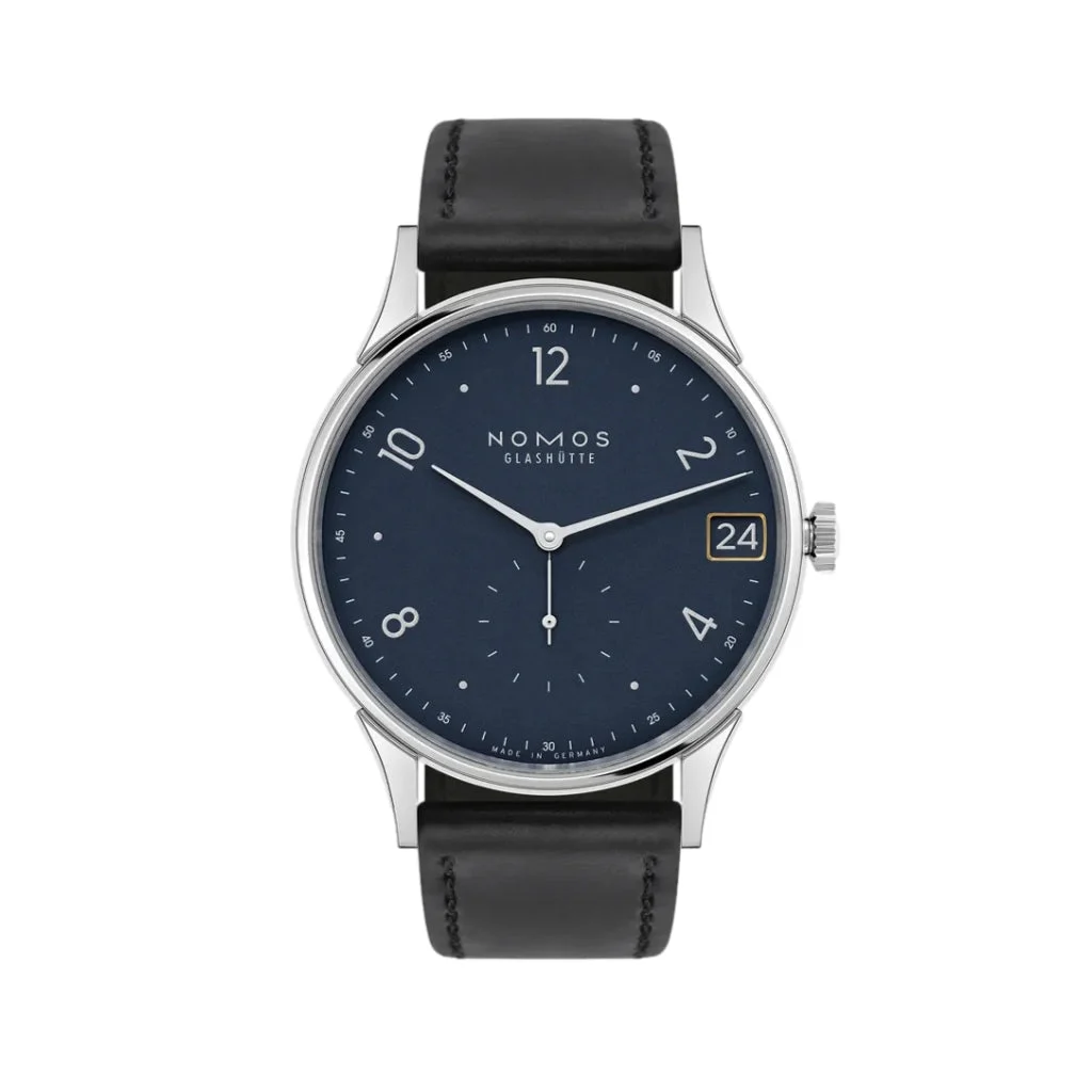 NOMOS Glashütte Minimatik Date 39mm - Blue on Leather Strap 1252 39 mm kol saati