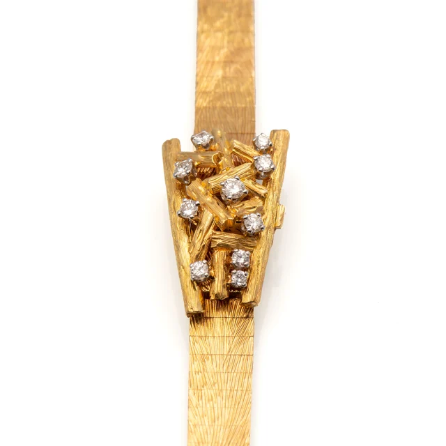 OMEGA OMEGA, REF. 8064, GOLD AND DIAMOND HINGED COVER, YELLOW GOLD kol saati