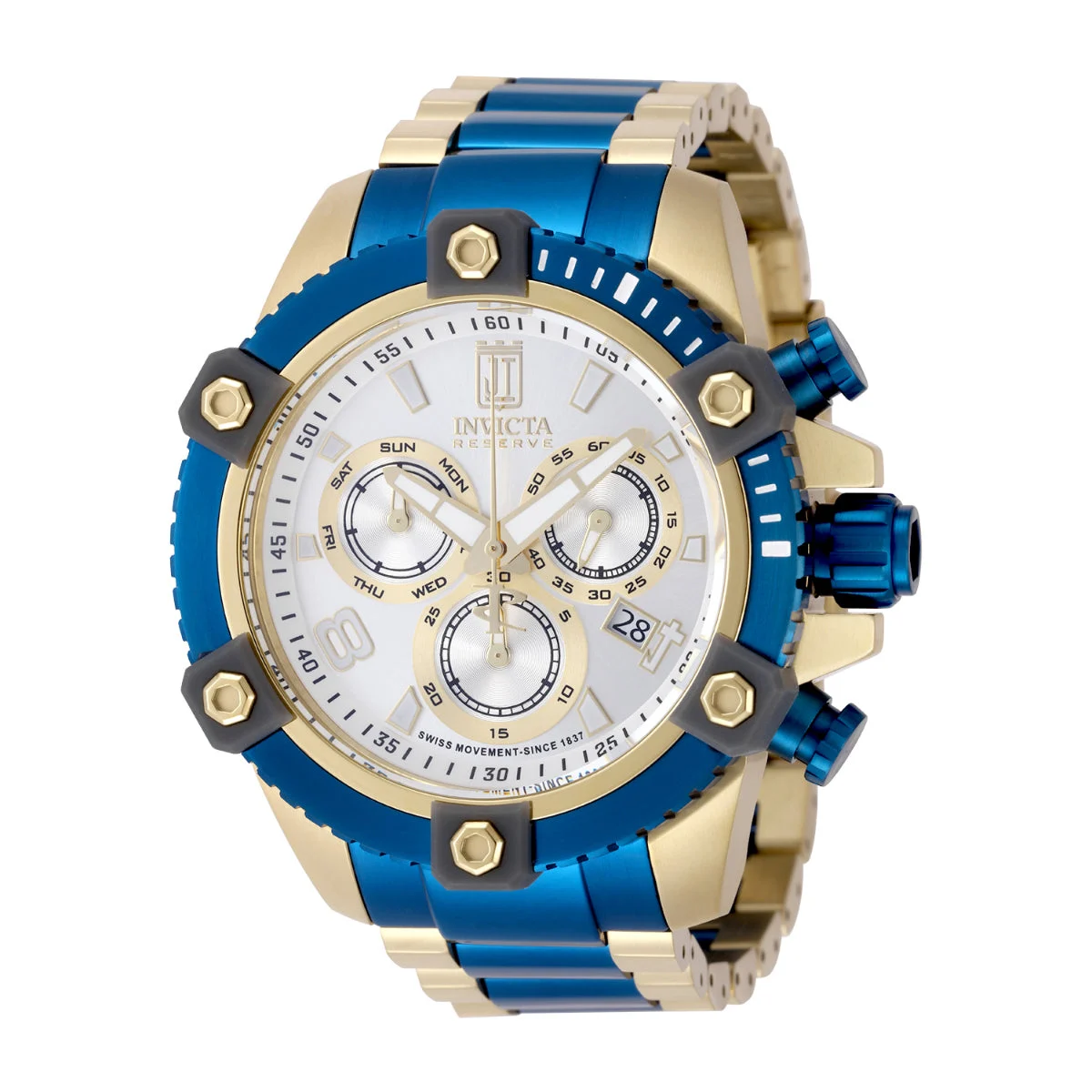 Invicta Soverix Swiss Ronda Z60 Caliber Watch - 50mm, Blue, Gold (51279) 50 mm kol saati