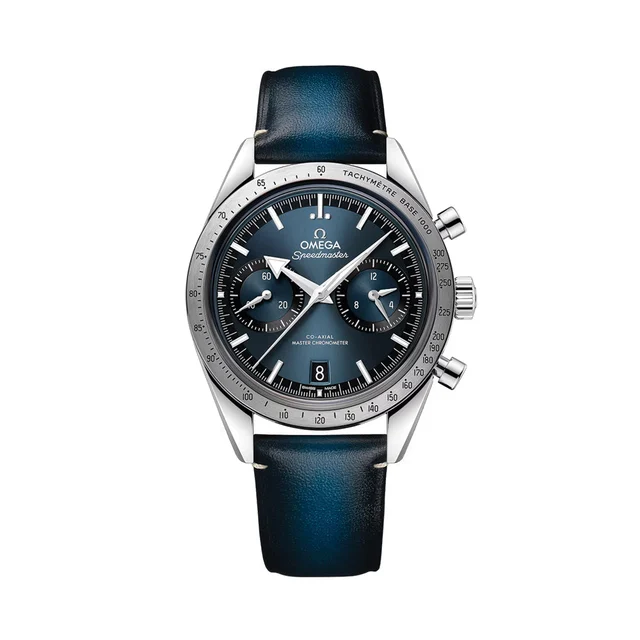 OMEGA Speedmaster '57 40.5mm - Blue on Leather Strap O33212415103001 kol saati
