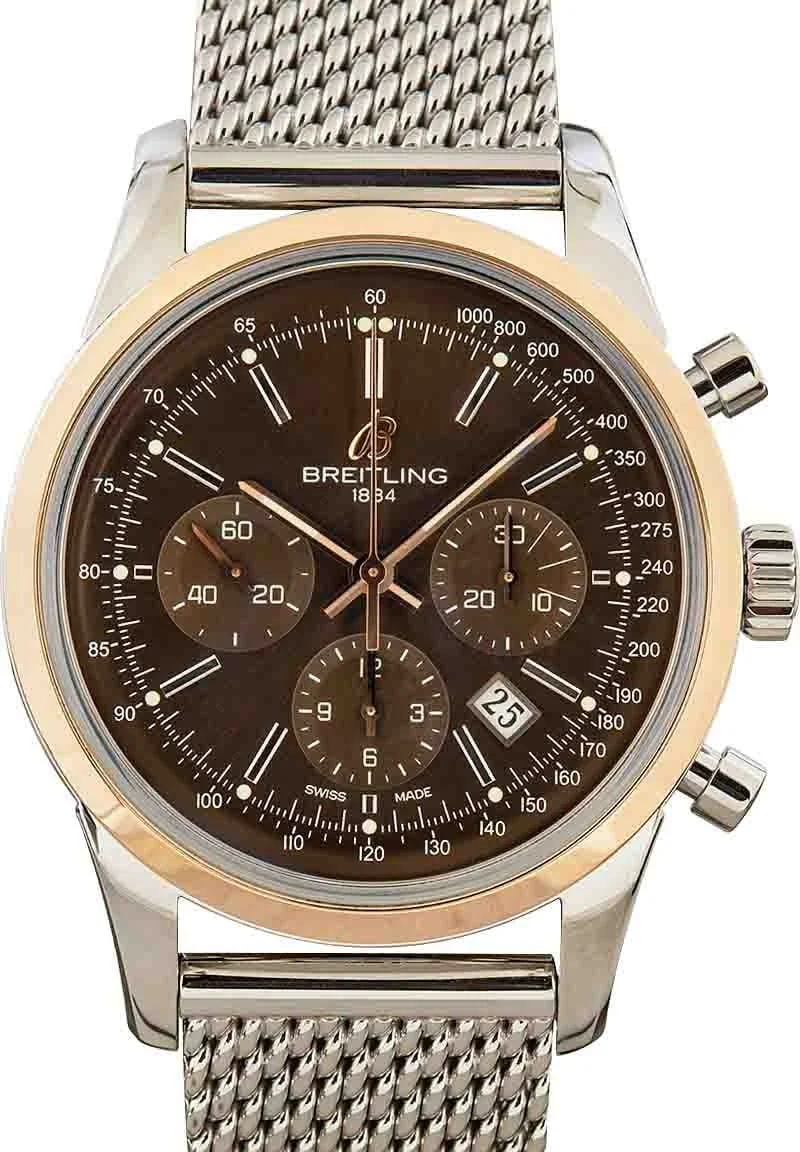 Breitling Transocean Chronograph Stainless Steel & Rose Gold UB015212/Q594 43 mm kol saati