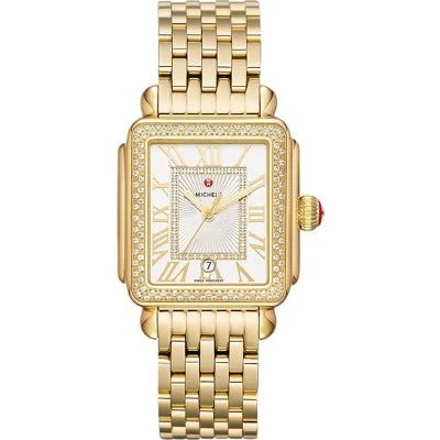 Michele Watches Michele Deco Madison 18K Gold Diamond Watch MWW06T000161 kol saati