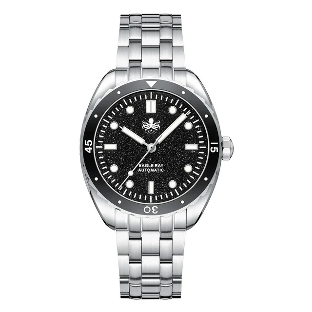 Phoibos Eagle Ray Automatic Diver with Black Aventurine Dial #PY065CN kol saati