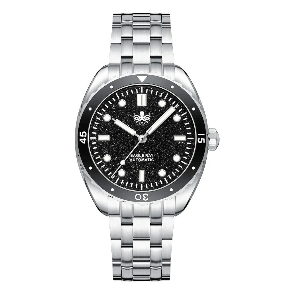 Phoibos Eagle Ray Automatic Diver with Black Aventurine Dial #PY065CN 40 mm kol saati