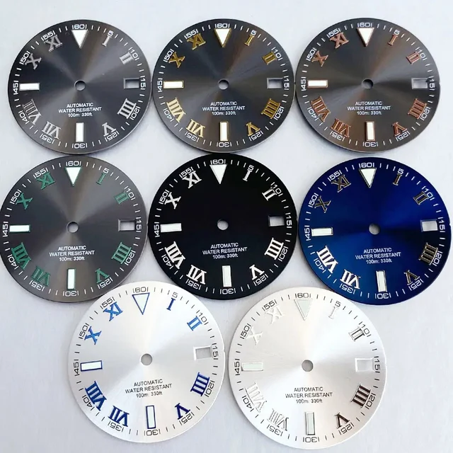 Tandorio Wimbledon Style Roman Numeral Sunburst Dial 29mm Watch Dial Face For NH35 NH36 NH