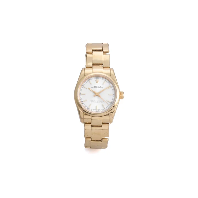 Rolex Ref. 67488, self-winding, centre-seconds, silver dial; 18K yellow gold kol saati