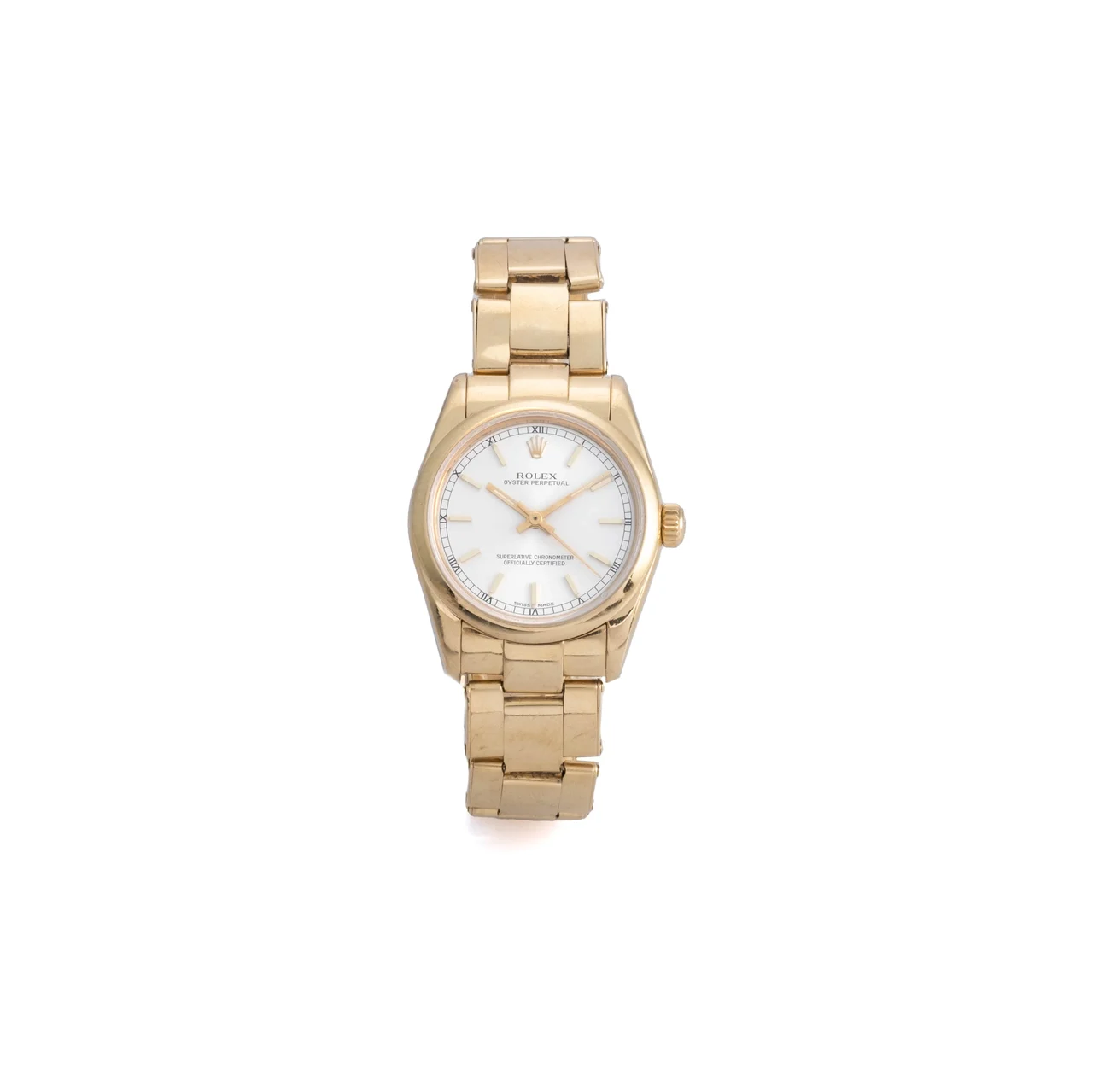 Rolex Ref. 67488, self-winding, centre-seconds, silver dial; 18K yellow gold kol saati