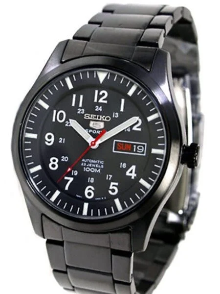Seiko Scratch and Dent - Military Gun Metal Plated Automatic Watch with 42mm Case #SNZG17K1 SND409 42 mm kol saati