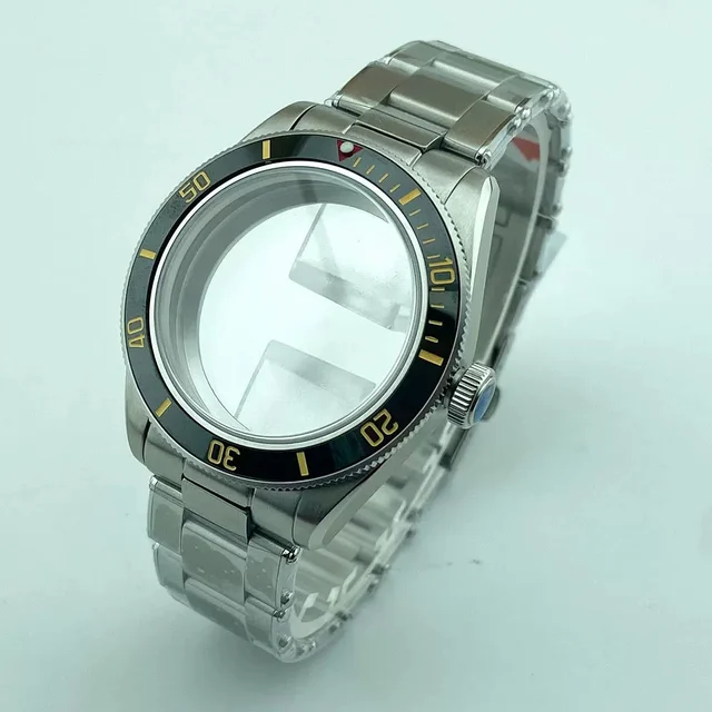 Tandorio Watch Case with Oyster Bracelet dome sapphire glass case for NH35NH36ETA2824 move