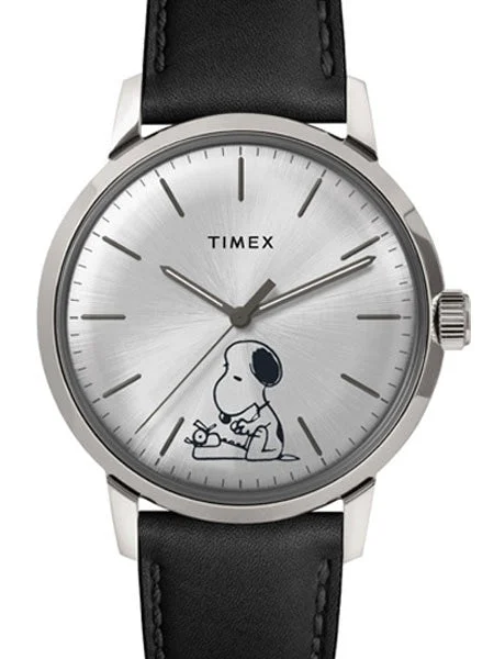 Timex Marlin 21-Jewel Automatic Watch with Silver Snoopy Dial #TW2U71200ZV 40 mm kol saati