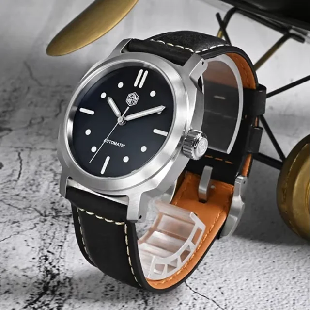 San Martin Pilot Watches 40mm Automatic Mechanical Wris San Martin Mens Pilot Watches 40mm